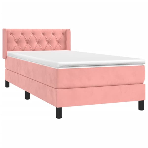 Ramsäng med madrass rosa 80x200 cm sammet