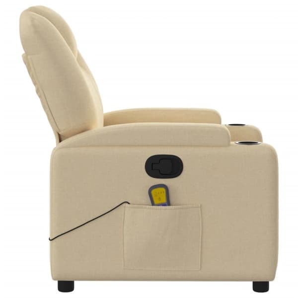Massagefåtölj gräddvit tyg