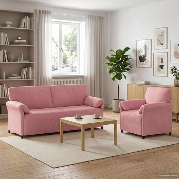 Soffset 2 st Rosa Sammet