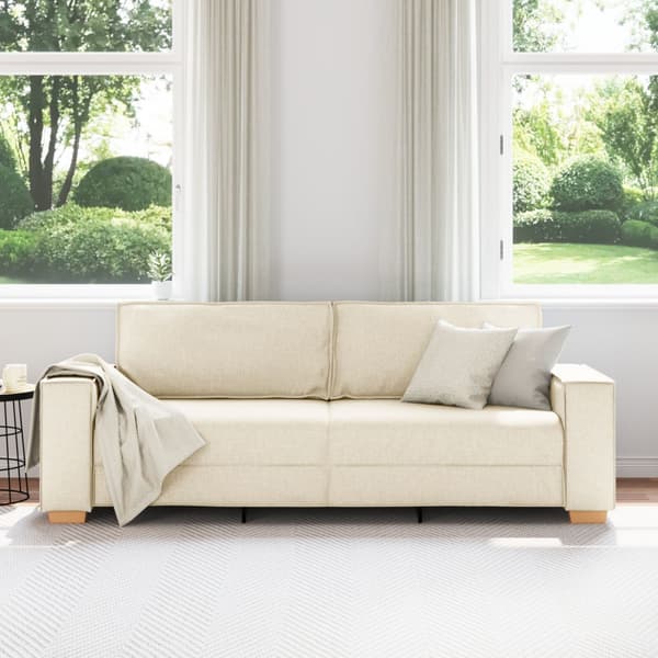 3-Sits soffa Beige 220 cm Linnenblandad tyg