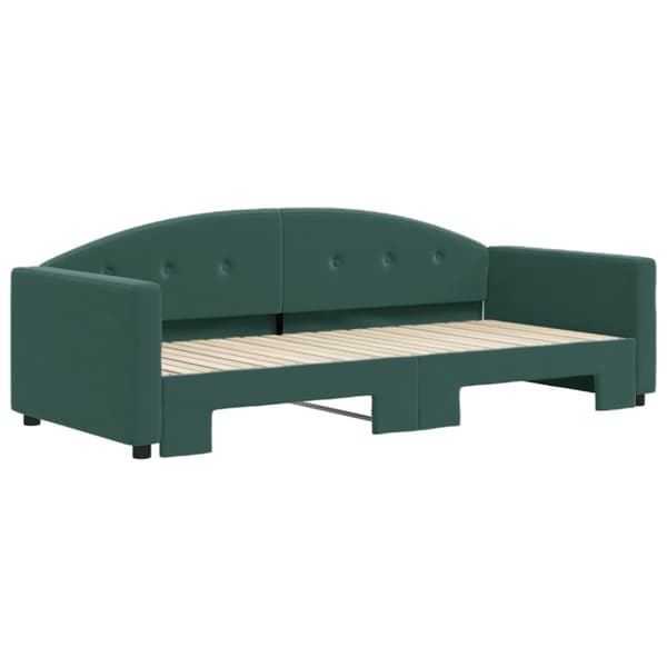 Dagbädd utdragbar mörkgrön 90x200 cm sammet