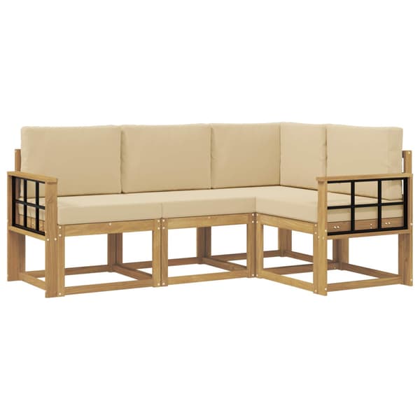 Utomhussoffset med kudde 4 pcs Vit och Beige