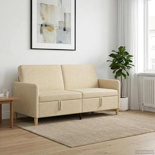 Soffa med förvaring Gräddvit 172 x 78 x 87 cm Polyester