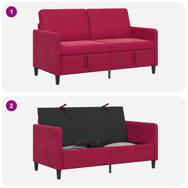 Soffa med förvaring Vinröd 152 x 78 x 87 cm Polyester