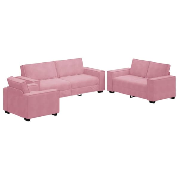 Soffgrupp med dynor 3 delar rosa sammet