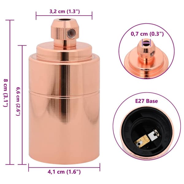 Lamphållare 2 st roséguld E27