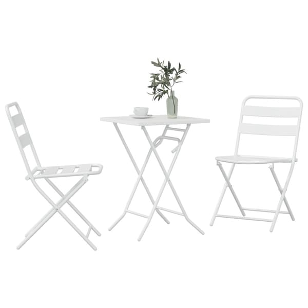 Trädgårds Bistro Set 3 pcs Vit Stål