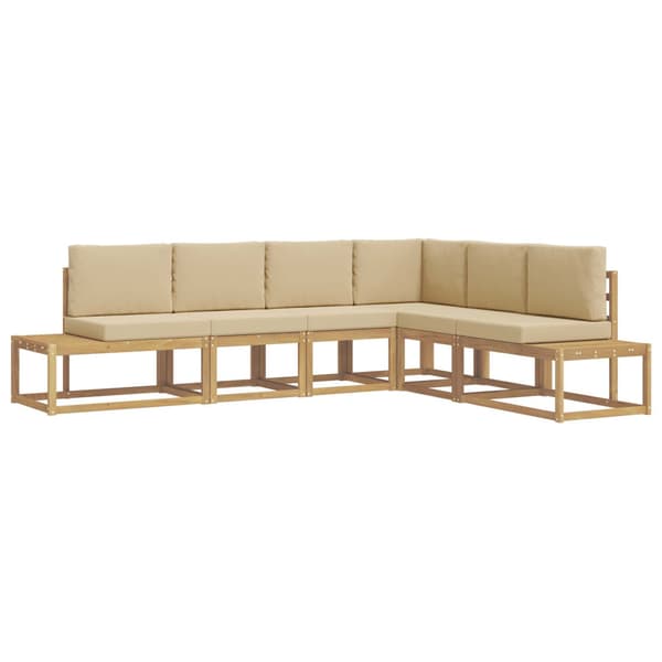 Utomhussoffset 4 Stycke Vit och Beige Polyester