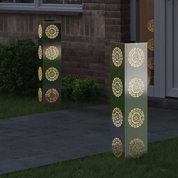 Solar LED Stig Ljus 2 pcs Silver Rostfritt stål