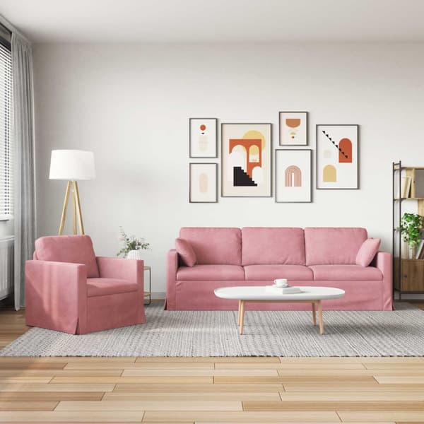 Soffset 2 pcs Rosa 228 x 78 x 80 cm Sammet