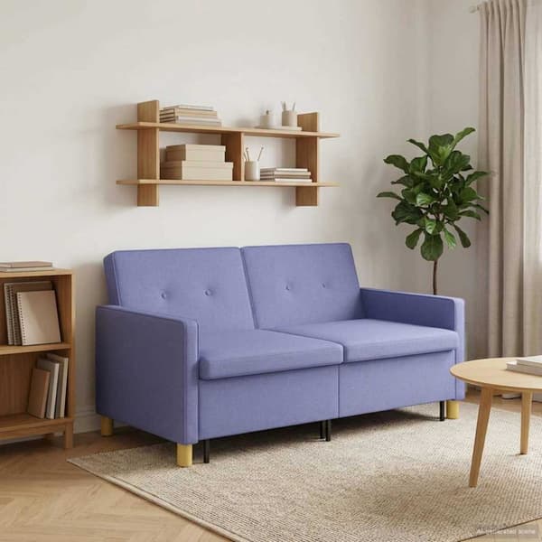 Pull Out Sofa Bed Jeansblå Tyg
