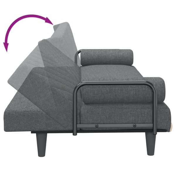 Bäddsoffa med armstöd mörkgrå tyg