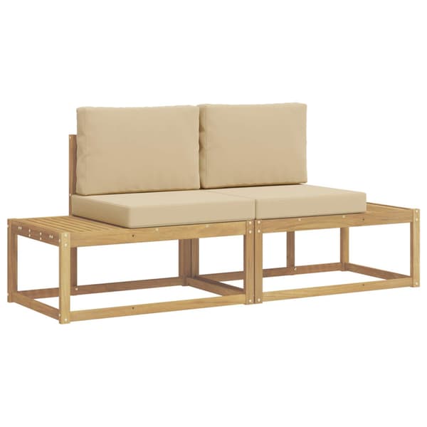Utomhussoffset med kudde 2 pcs Vit och Beige Polyester