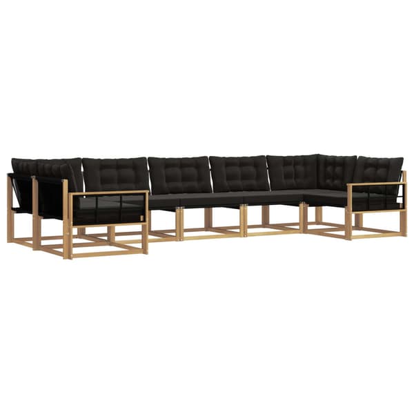 Utomhussoffset med kudde 7 pcs Vit och svart