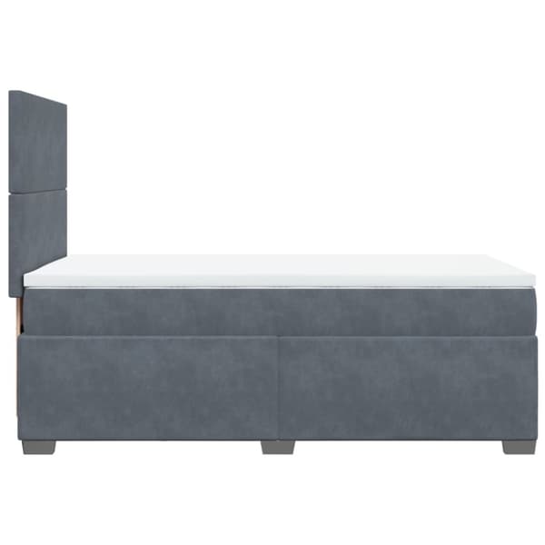 Ramsäng med madrass mörkgrå 90x200 cm sammet