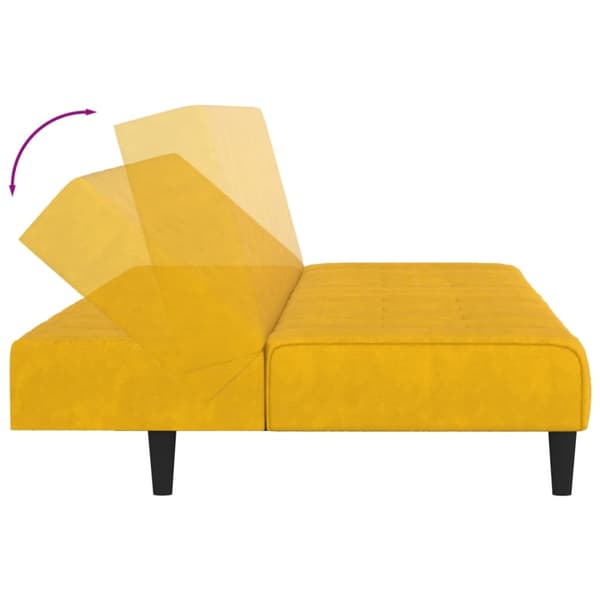 Bäddsoffa 2-sits gul sammet