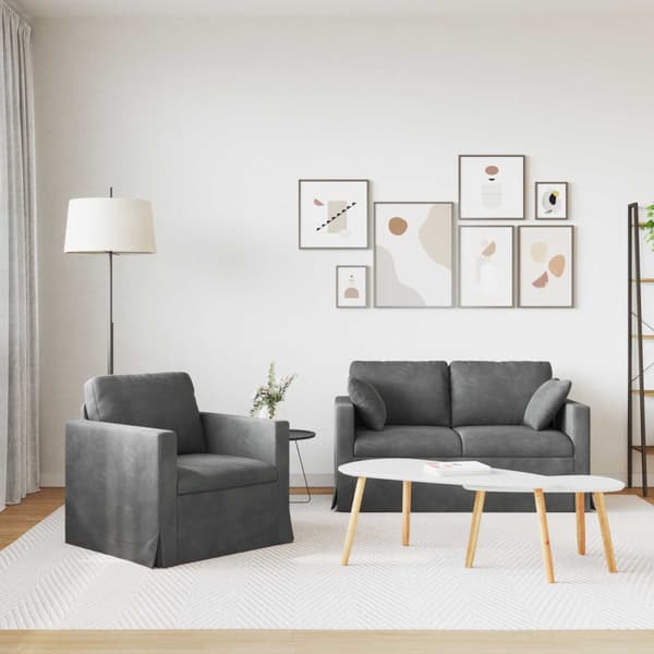 Soffset 2 pcs Mörkgrå 138 x 78 x 80 cm Sammet