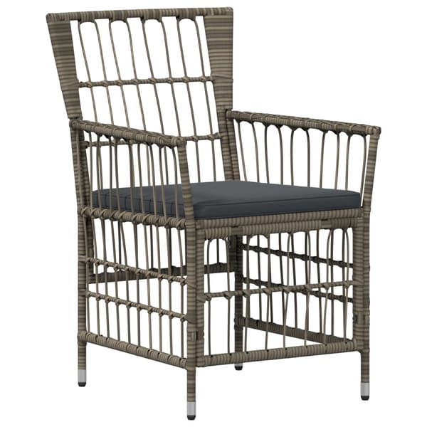 Trädgårdsstolar 2 st Grå PE rattan, Stål och Polyester Tyg