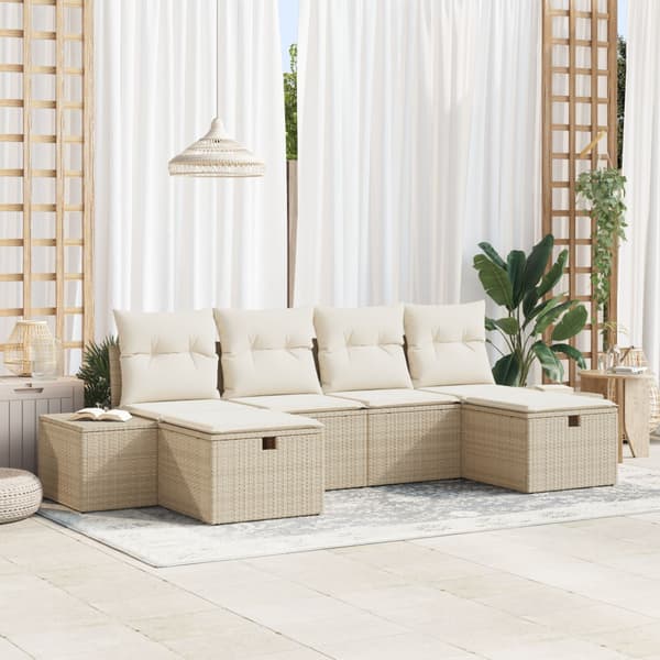Trädgårdsoffset 6 st Beige konstrotting