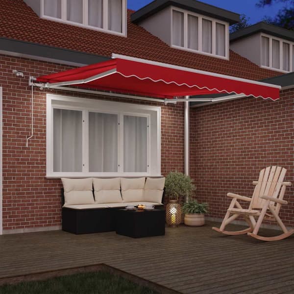 Utfällbar markis Röd 300 x 250 cm Polyester och metall