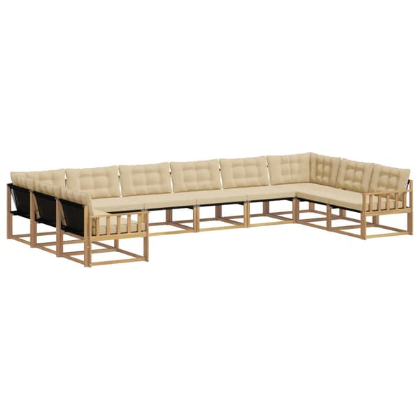 Utomhussoffset med kudde 10 pcs Vit och Beige