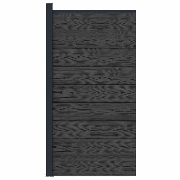 Stängselpanel WPC och aluminium Svart