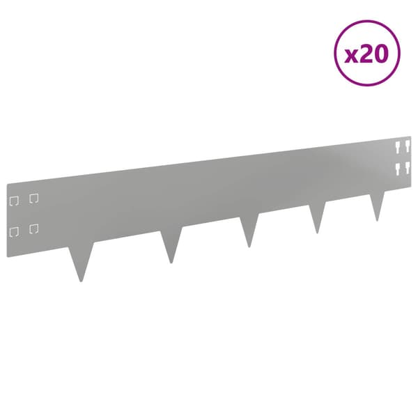 Kant för gräsmatta 20 pcs 100 x 20 cm Stål Silver