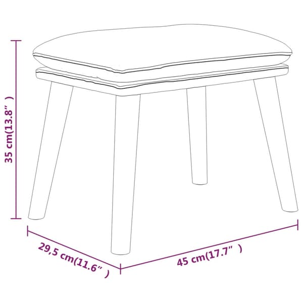 Fotpall ljusgrå 45x29,5x35 cm tyg