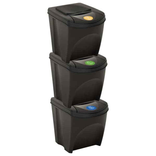 Staplingsbara soptunnor 3 st antracit 75 L