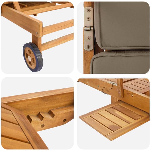 Solstol med dyna 100% Polyester Solid-Teak