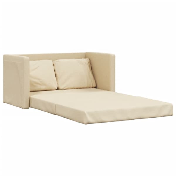 Golvbäddsoffa 2-i-1 gräddvit 112x174x55 cm tyg