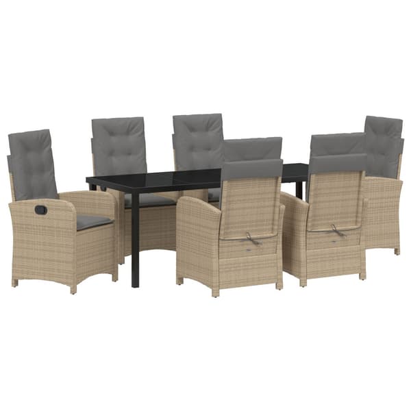 Trädgårdsmöbelset med kudde 7 pcs Beige konstrotting
