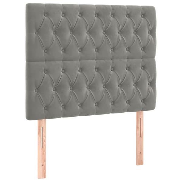 Ramsäng med madrass ljusgrå 100x200 cm sammet