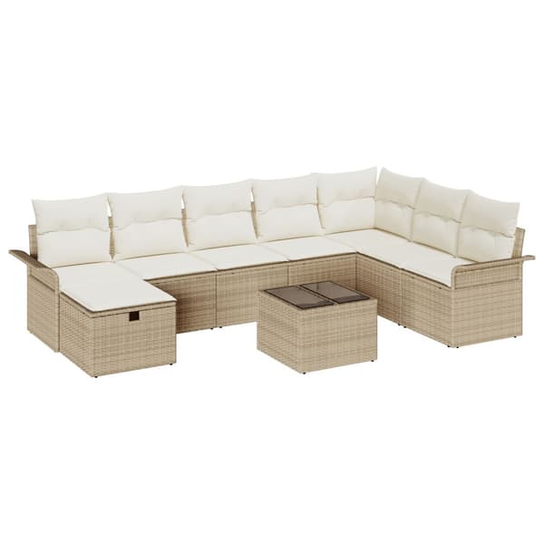 Trädgårdsoffset 9 st Poly rattan