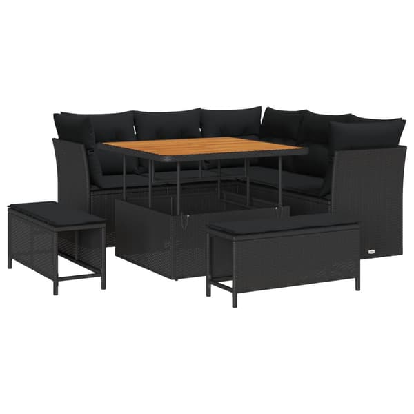 Trädgårdsoffset 8 pcs Svart konstrotting