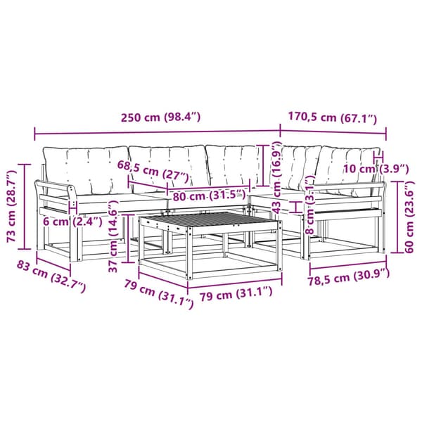 Utomhussoffset 5 pcs Vit och grädde 79 x 79 x 37 cm