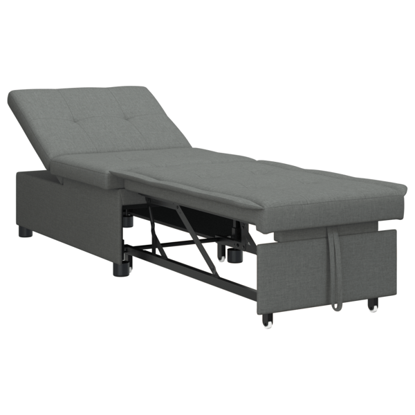 Pull Out Sofa Bed Mörkgrå 194 x 50 x 82 cm tyg