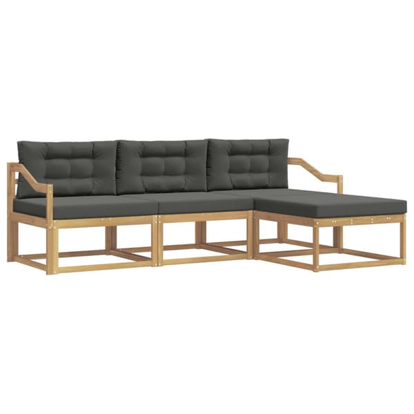 Utomhussoffset med kudde 4 pcs Vit och antracit Polyester