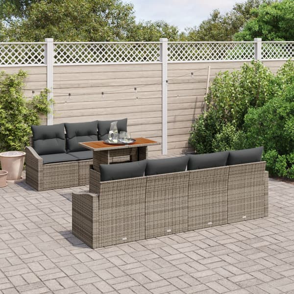Trädgårdsoffset med lagring 8 pcs Grå Poly rattan