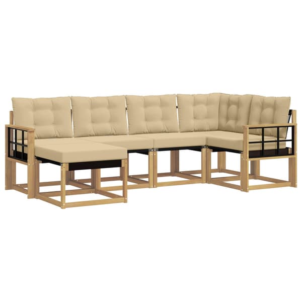Utomhussoffset med kudde 6 pcs Vit och Beige