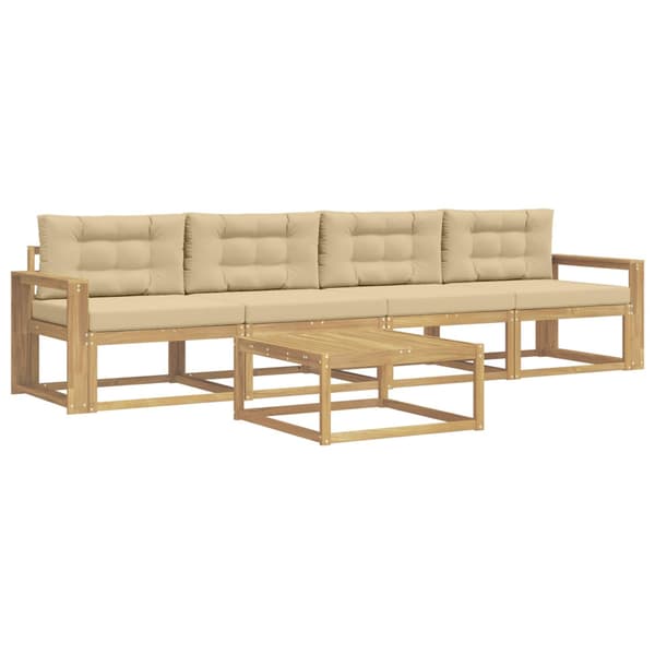 Utomhussoffset med kudde 4 pcs Vit och Beige