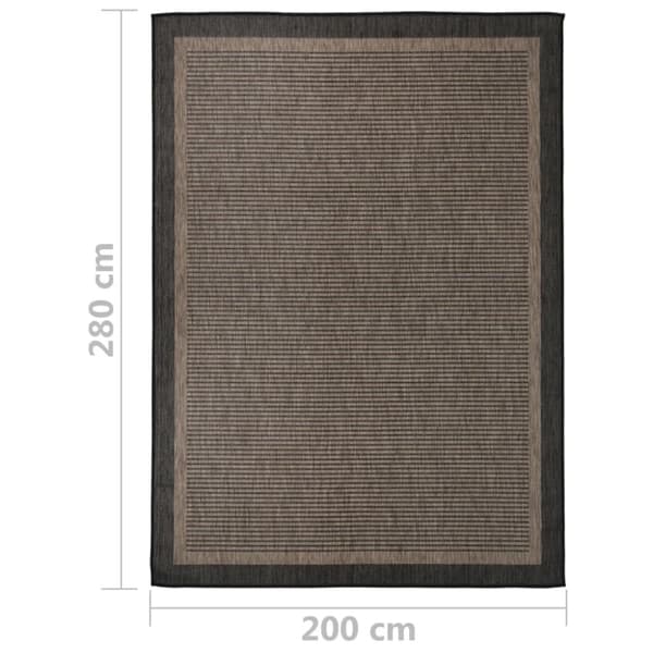 Utomhusmatta plattvävd 200x280 cm mörkbrun
