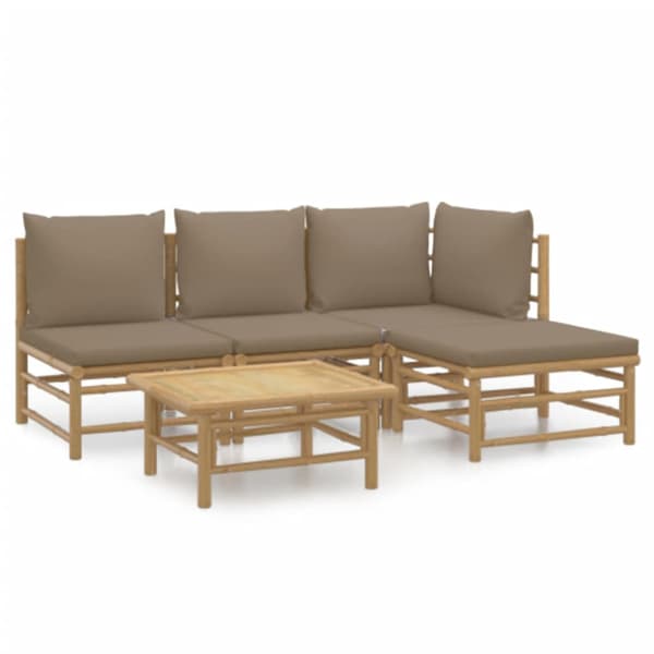 Loungegrupp 5 delar taupe dynor bambu
