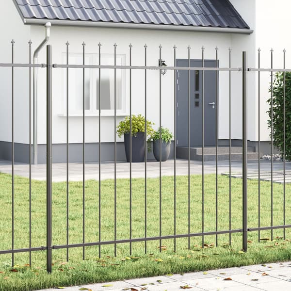 Trädgårdsstängsel 6 pcs Grå 10,2 x 1,5 m Pulverlackerad stål