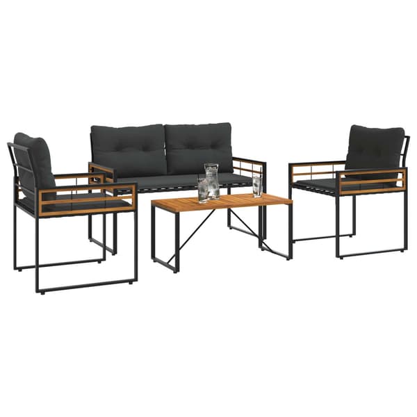 Utemöbelset med kudde 4 pcs Dim grå