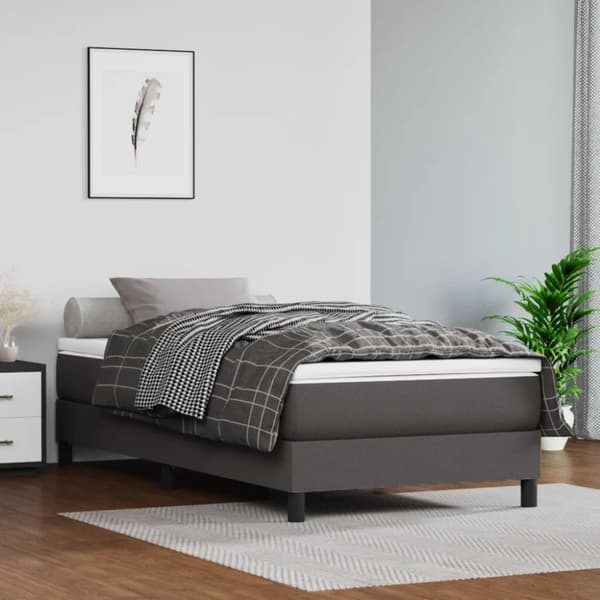 Boxspring-sängram grå 80x200 cm konstläder