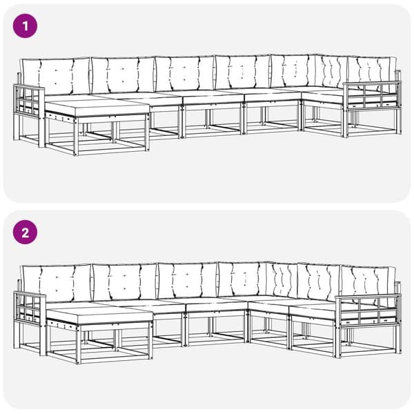 Utomhussoffset med kudde 7 pcs Vit och Beige