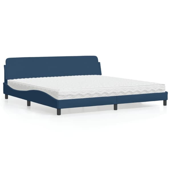 Bed with Mattress "Dover" Blue 200x200 cm Fabric