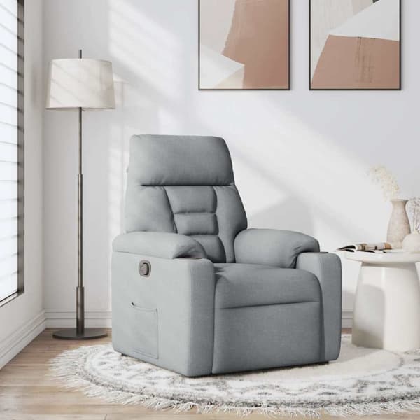 Reclinerfåtölj ljusgrå tyg