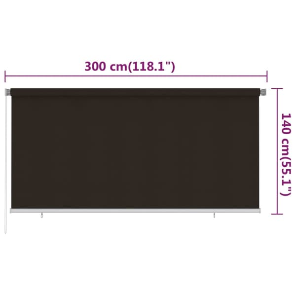 Rullgardin utomhus 300x140 cm brun HDPE